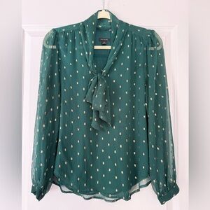 Ann Taylor Teal Polka Dot Blouse